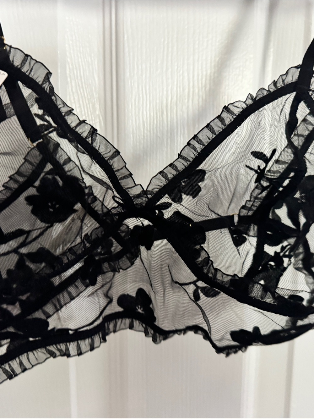Anthropologie Black Floral Sheer Lace Bra - Women Intimates